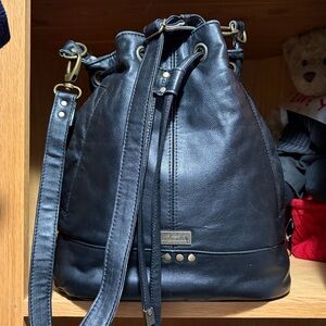Black Soft Leather Hobo/Bucket/Crossbody Bag